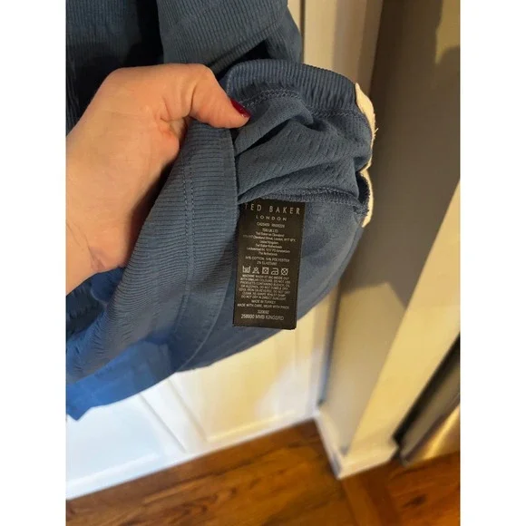 Ted Baker Mens Blue Jacquard Crew Neck T Shirt Short Sleeve Size 5 - Picture 4 of 5